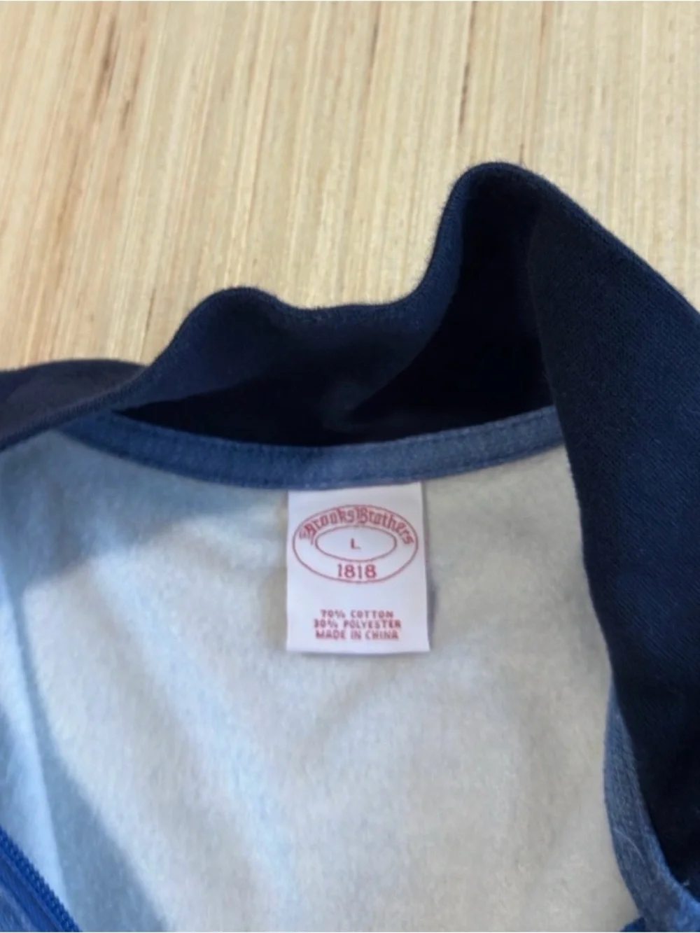 Brooks Brothers Men's Blue Heather Mock-Neck Fleece 1/2 Zip Pullover Sweater - Picture 5 of 5